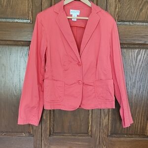 Pendleton Coral Cotton Blazer Button Front Closure Women's Size L